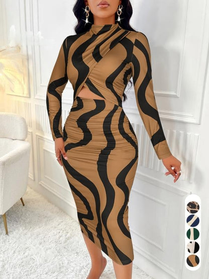 Colorblock Print Cut Out Bodycon Dress Chic For Women | Zephyra