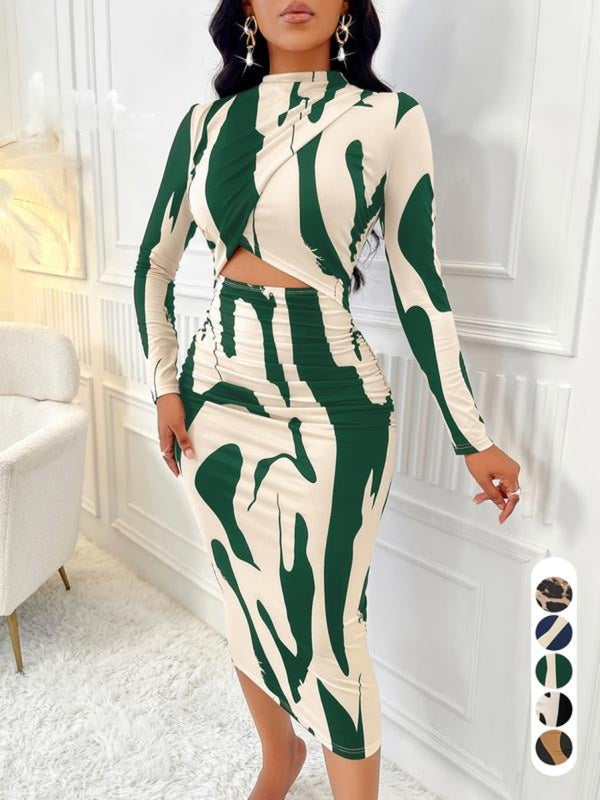 Colorblock Print Cut Out Bodycon Dress Chic For Women | Zephyra